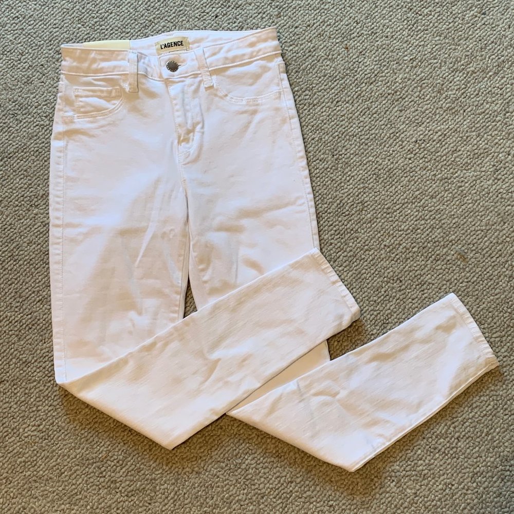 L'AGENCE Margot White High Rise Skinny Jeans